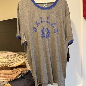 47 Brand Gray and Blue Dallas Mavericks T-Shirt NWT!